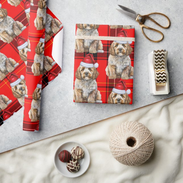 Papel De Regalo Navidades de Cockapoo Santa Dog (Artesanía)