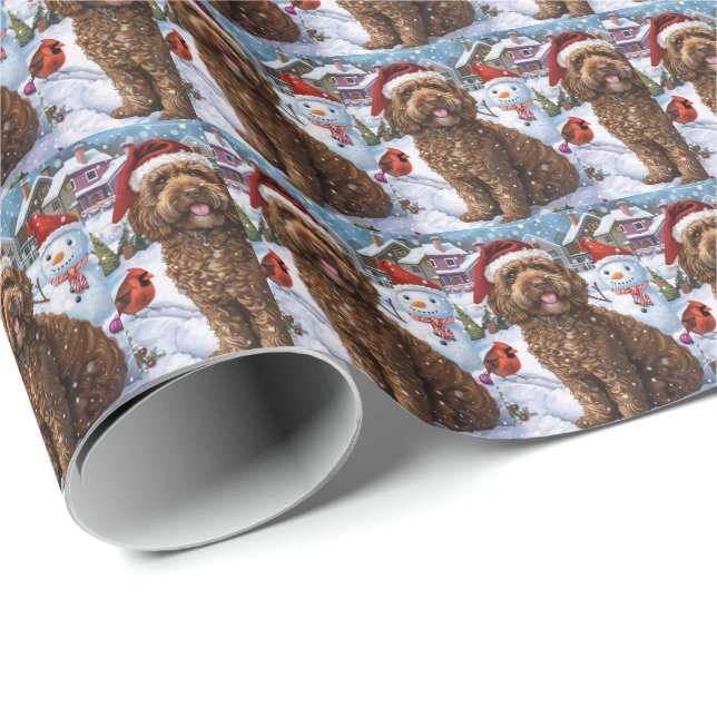 Papel De Regalo Navidades de Cockapoo Winter Wonderland Alegría (Esquina del rollo)