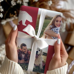 Papel De Regalo Navidades de Collage de fotos de osos rojos festiv