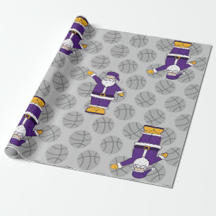 Papel De Regalo navidades de color amarillo púrpura baloncesto san