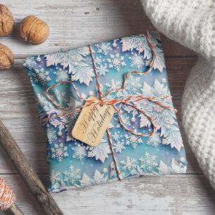 Papel De Regalo Navidades de copo de nieve Blue & Pink Pearl Winte