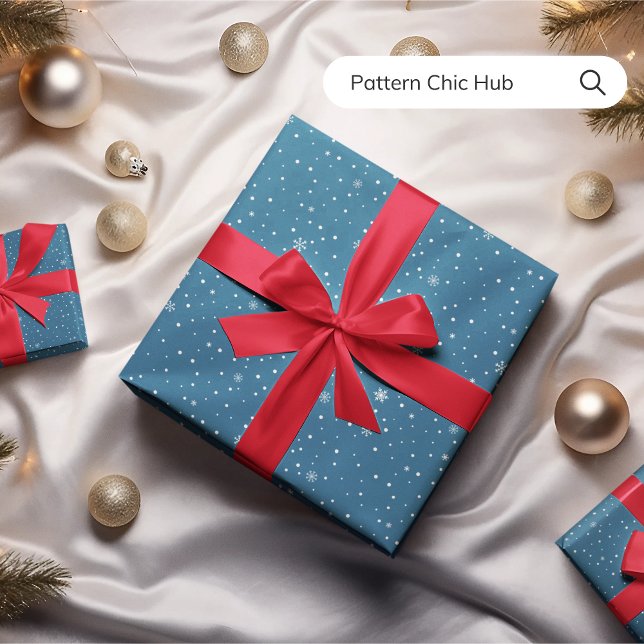 Papel De Regalo NAVIDADES de copo de nieve WP08 Azul moderno elega (Subido por el creador)