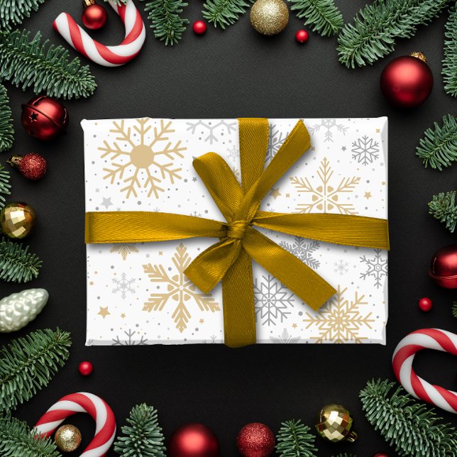 Papel De Regalo Navidades de copo de nieve y círculo (Snowflake and circle Christmas Wrapping Paper)