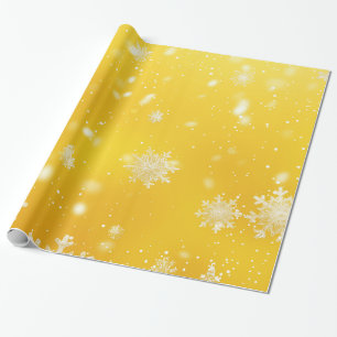 Papel De Regalo Navidades de copos de nieve amarillo/blanco