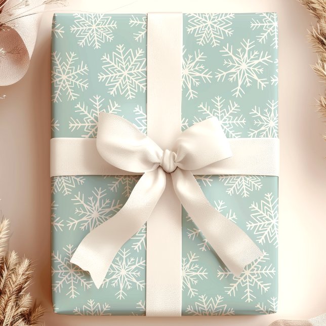 Papel De Regalo Navidades de copos de nieve blancos y azules (Subido por el creador)