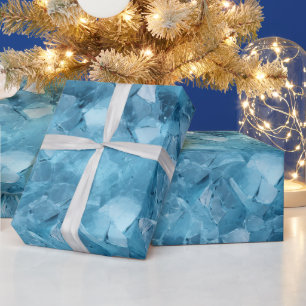 Papel De Regalo Navidades de copos de nieve con hielo azul de invi
