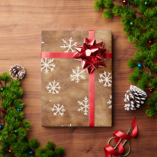 Papel De Regalo Navidades de copos de nieve en invierno blanco mar