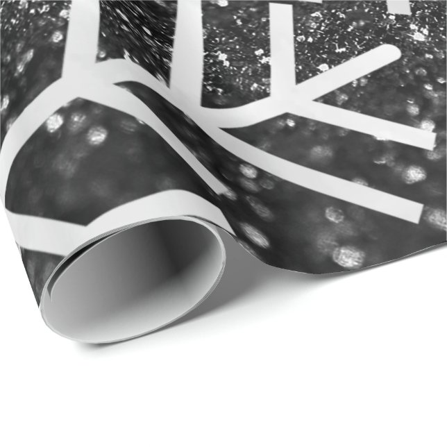Papel De Regalo Navidades de copos de nieve festejan Purpurina bla (Esquina del rollo)
