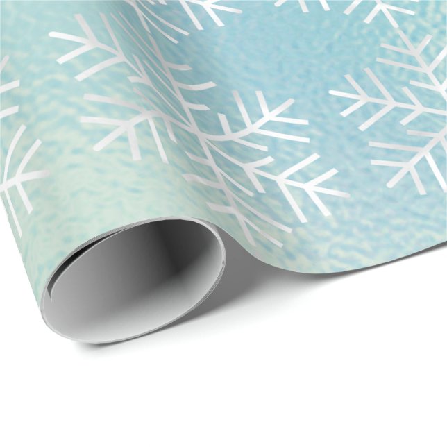 Papel De Regalo Navidades de copos de nieve festividad azul congel (Esquina del rollo)