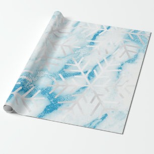Papel De Regalo Navidades de copos de nieve festividades de mármol