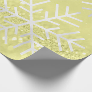 Papel De Regalo Navidades de copos de nieve Purpurina amarillo gri