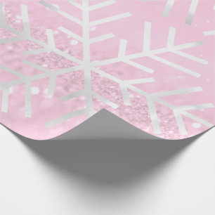 Papel De Regalo Navidades de copos de nieve Purpurina Rosa Rosa