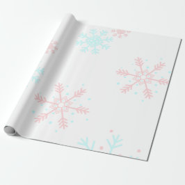 Papel De Regalo navidades de copos de nieve rosa y azul