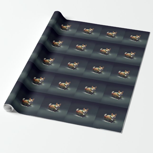 Papel De Regalo Navidades de Corgi nevan invierno (Desenrollado)