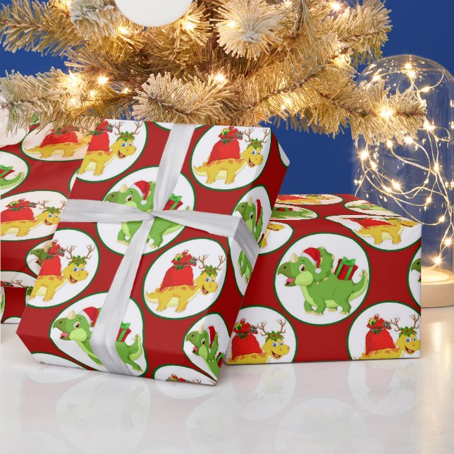Papel De Regalo Navidades de corte ajuste de patrón de dinosaurio  (Vacaciones)