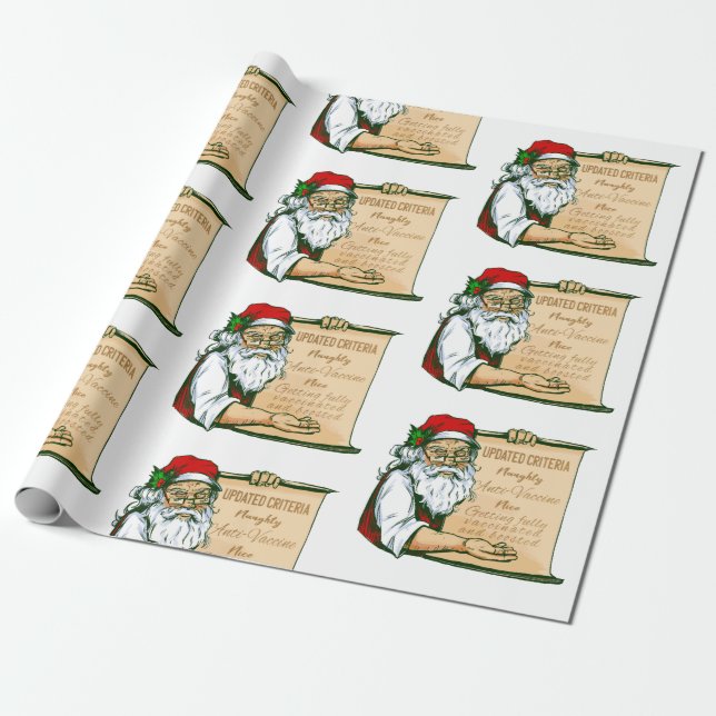 Papel De Regalo navidades de covid santa claus vacuna traviesa (Desenrollado)