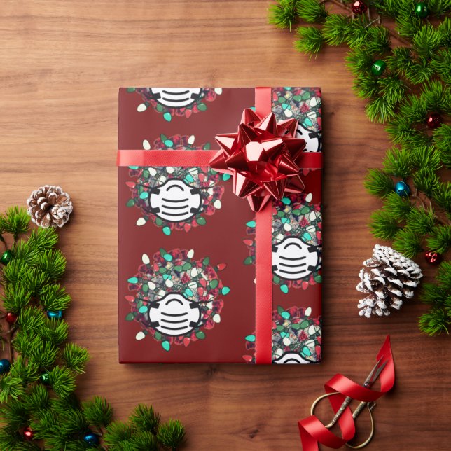 Papel De Regalo Navidades de cuarentena Lit Covid Pathogen + Mask  (Regalo de vacaciones)