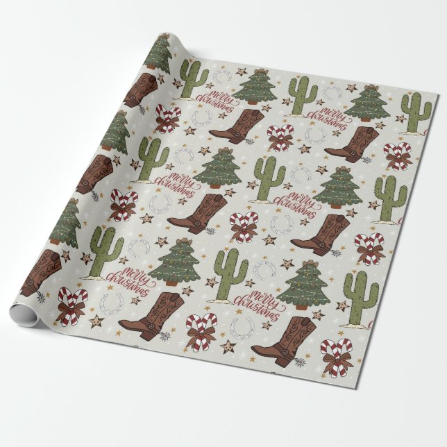 Papel De Regalo Navidades de Cute Cowboy (Desenrollado)