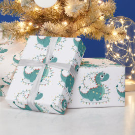 Papel De Regalo Navidades de Cute Dino iluminan a niños y niños