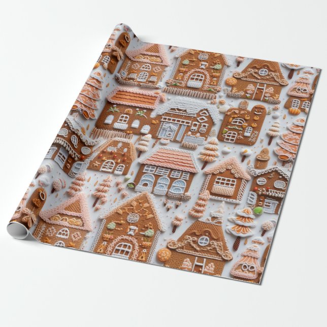 Papel De Regalo Navidades de Cute Gingerbread (Desenrollado)