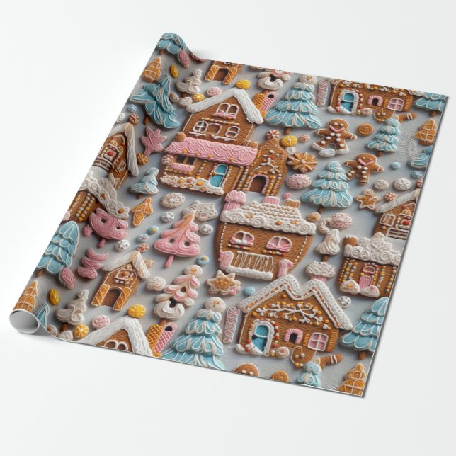 Papel De Regalo Navidades de Cute Gingerbread (Desenrollado)