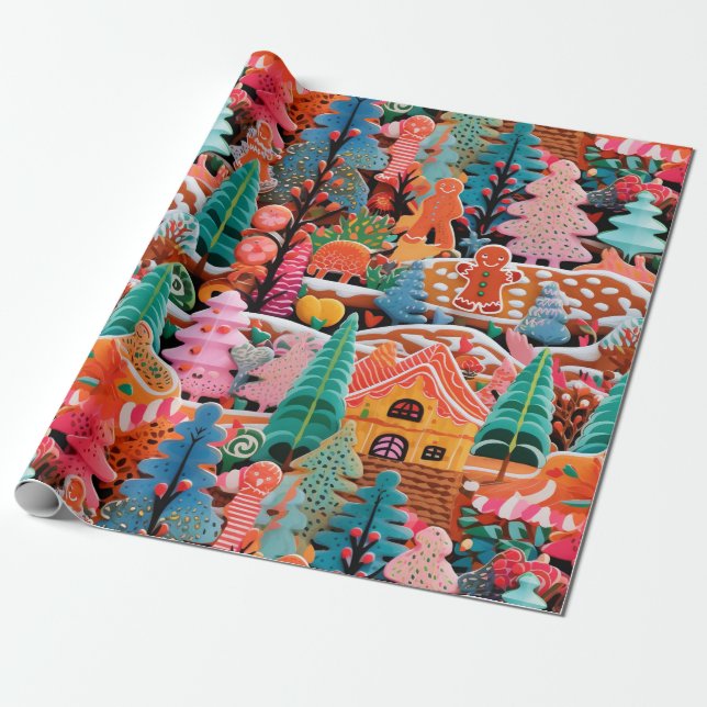 Papel De Regalo Navidades de Cute Gingerbread (Desenrollado)