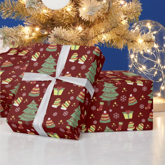 Papel De Regalo Navidades de Cute Maroon (Vacaciones)