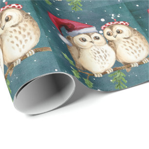 Papel De Regalo Navidades de Cute Santa Owls