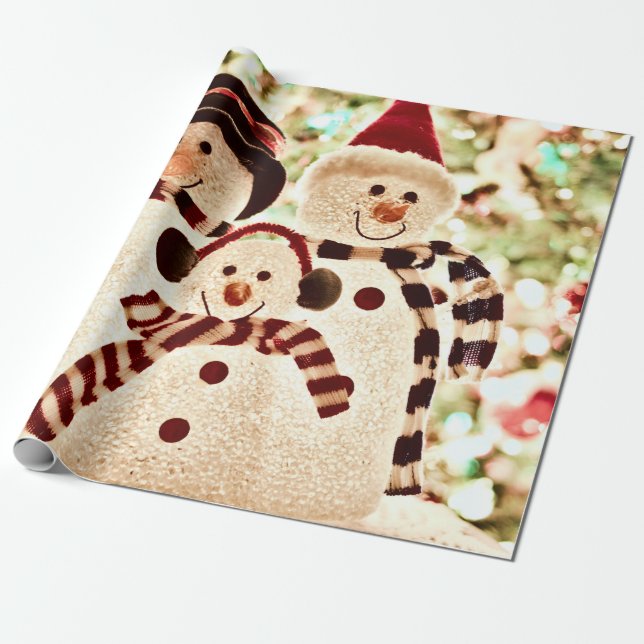 Papel De Regalo Navidades de Cute Snowman (Desenrollado)