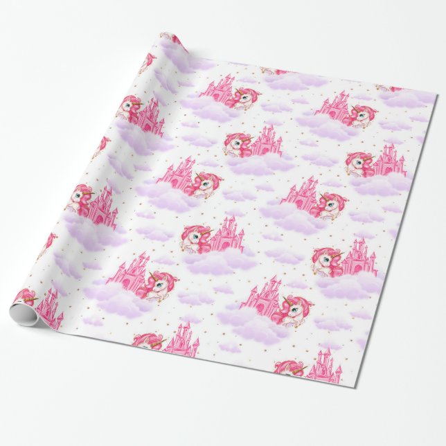 Papel De Regalo Navidades de Cute Unicornios (Desenrollado)