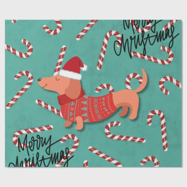 Papel De Regalo Navidades de Dachshund (Superficie plana)