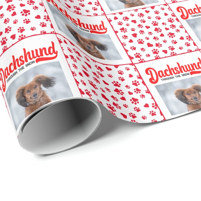 Papel De Regalo Navidades de Dachshund Fotografía cómica Graciosa  (Esquina del rollo)