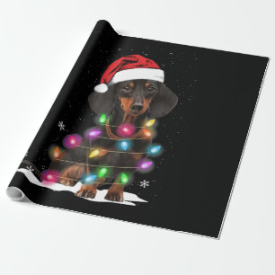 Papel De Regalo Navidades De Dachshund Iluminan Con Nieve