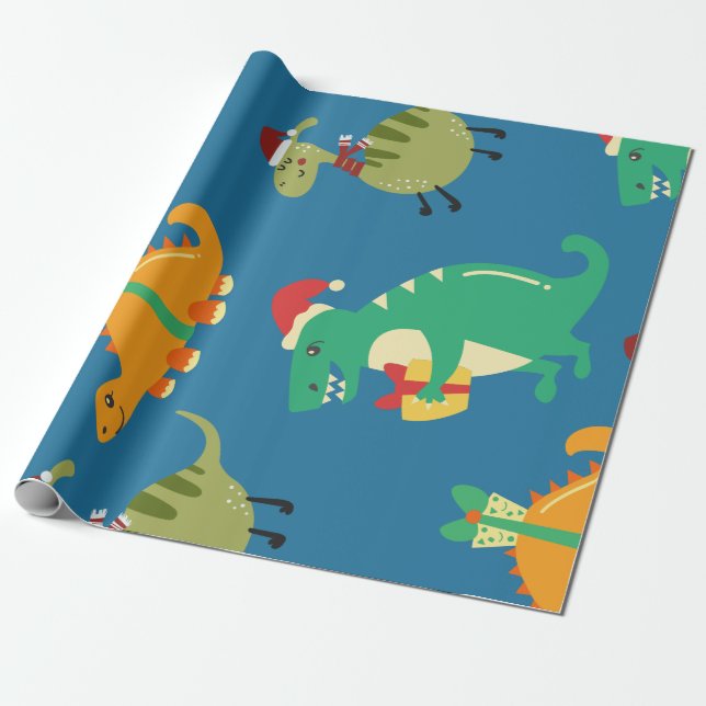 Papel De Regalo Navidades de dinosaurios (Desenrollado)