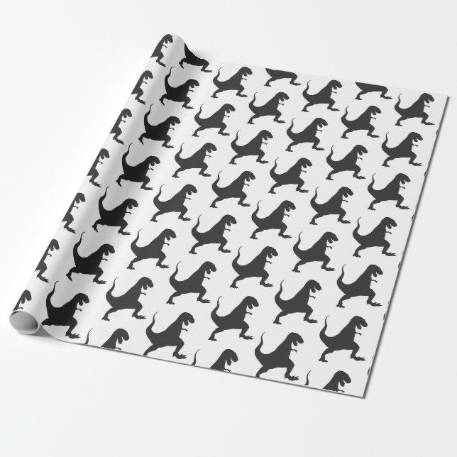 Papel De Regalo navidades de dinosaurios en blanco y negro envolvi (Desenrollado)