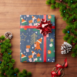 Papel De Regalo Navidades de dinosaurios Fiesta Azul
