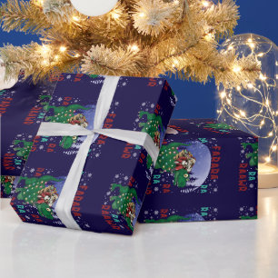 Papel De Regalo Navidades de Dinosaurios Santa Claus