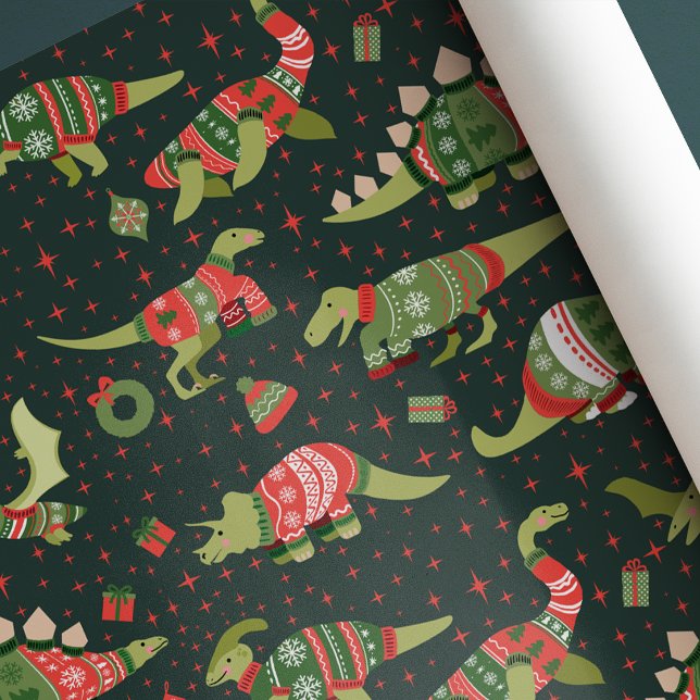 Papel De Regalo Navidades de dinosaurios verdes (Subido por el creador)