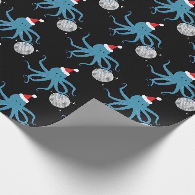 Papel De Regalo Navidades de Disco Ball Octopus Santa Hat (Esquina)