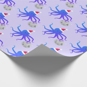 Papel De Regalo Navidades de Disco Ball Octopus Santa Hat