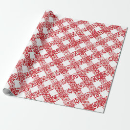 Papel De Regalo Navidades de diseño de gingham de encaje rojo y bl