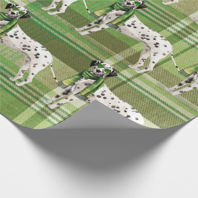 Papel De Regalo Navidades de Dog Lover Dalmatian Plaid (Esquina)