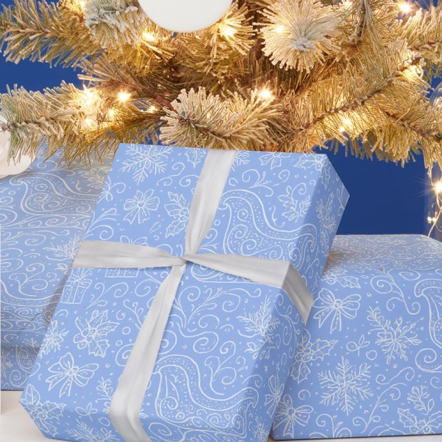 Papel De Regalo Navidades de Doodle Azul Polar Patrón de Sleigh (Subido por el creador)