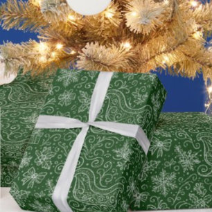 Papel De Regalo Navidades de Doodle Verde Esmeralda Patrón Sleigh