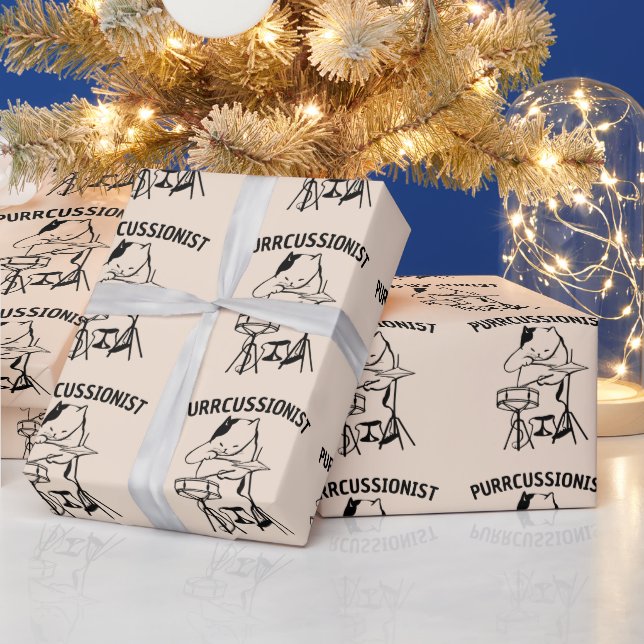 Papel De Regalo Navidades de DRUM, CAT DRUMMMMER CAT PUN (Vacaciones)