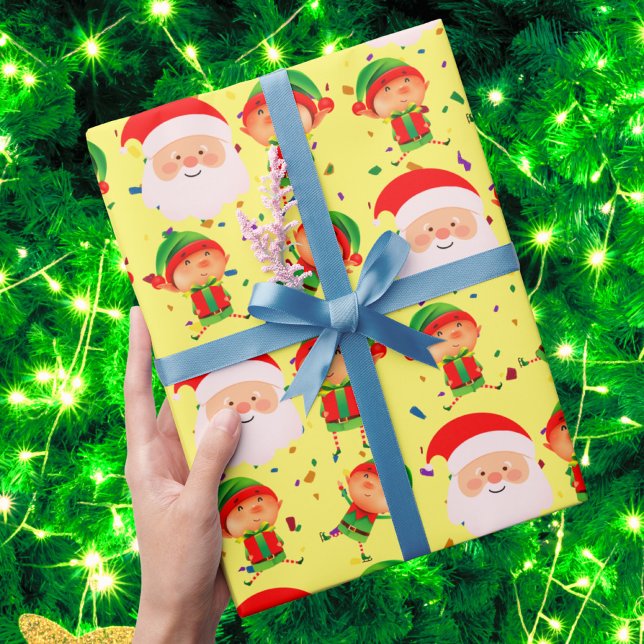 Papel De Regalo Navidades de Elf y Santa Claus festividades lindas (Subido por el creador)