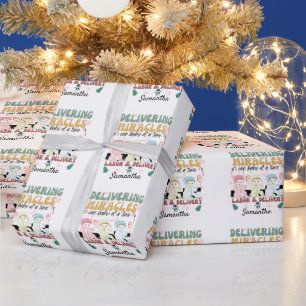 Papel De Regalo Navidades de enfermeras de parto y parto retro