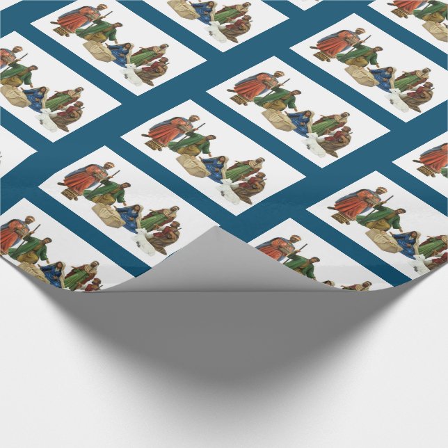 Papel De Regalo Navidades de escena de la Natividad afroamericana (Esquina)