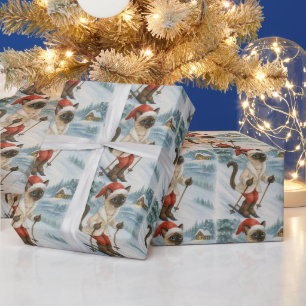 Papel De Regalo Navidades de esquí Siamese CatLovers vacaciones de