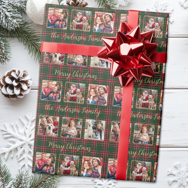 Papel De Regalo Navidades de familia Personalizado de oro 6 Collag (Subido por el creador)
